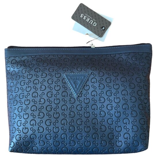 Guess Cosmetic Bag Basira Travel Handbag Navy Pouch Ladies - Picture 2 of 3
